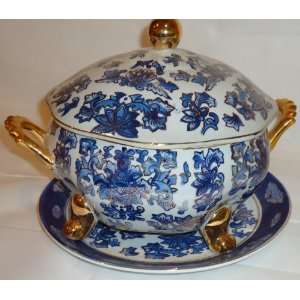 Yemaya Sopera Pot   Blue & Goldw/plate 