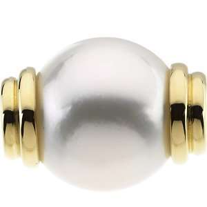   Yellow Gold South Sea Cultured Pearl Swap. 13.00Mm Fine Oval South Sea