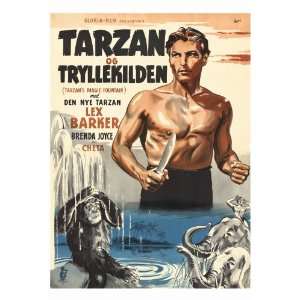  Tarzan s Magic Fountain (1949) 27 x 40 Movie Poster Danish 