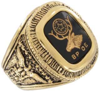 Fraternal BPOE Elks Club Gold GE Black Mens Ring Sz 13  