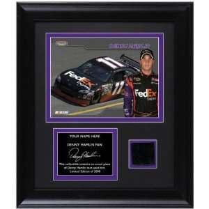 Denny Hamlin Framed 6x8 Photograph with Race Tire and Personalized 