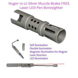 Ruger 1022 Stainless Steel Silver Muzzle Break [Long] w/ Free Gift 10 