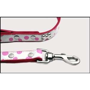   Leads  Chrome Bones  Leather Pink Polka Dots Dog Leads Office