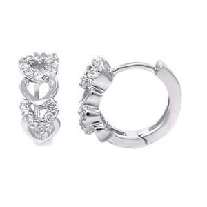 Sterling Silver Huggie Hearts Hoop Earrings, Creatively Crafted with 