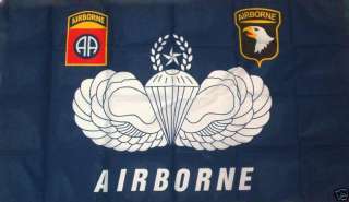 Army 82nd 101st Airborne Logos Parachute Wings 3x5 Flag  