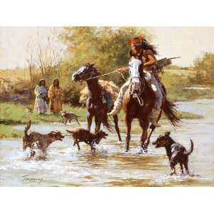  Howard Terpning   Yapping Dogs Canvas Giclee