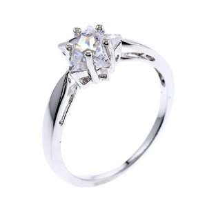    Star Shape CZ Diamond Bridal Engagement Ring GLITZS Jewelry