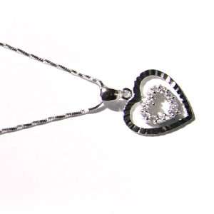  Silver Heart With Crystal Pendant Jewelry