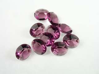 Vintage German Glass Amethyst Faceted Oval stones 10x12mm 10pc.