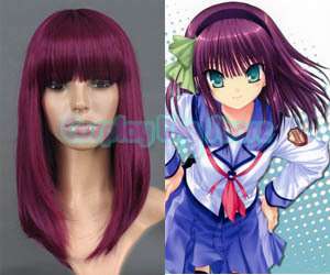 Angel Beats Nakamura Yuri Cosplay Long Mix Purple Wig  