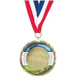 com Soccer Medals   2 1/2 inches Multi Colored Enameled Medal SOCCER 