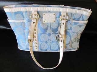 Coach Purse / Handbag C 13025 Shoulder Light Blue & White w 