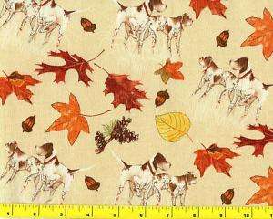 Fall Leaves & Bird Dogs Quilting Fabric by Yard #1303  