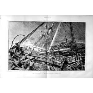 1873 British Water Logged Timber Ship Wreck Fine Art 