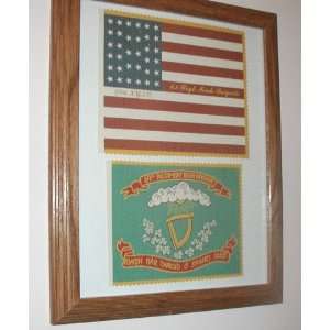  Irish Brigade.Framed Civil War Flag Set69th New 
