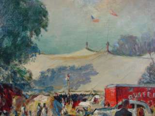 Walter Krawiec Russell Bros. Truck Circus Oil Painting  