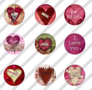 Valentine Hearts Collage Sheet 1 Bottle Caps  