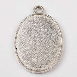 15x Tibetan Silver Oval Shape Gemstone Resin Photo Frame Charm Pendant 