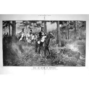  1909 AFFIAR OUTPOST WAR OFFICERS HORSES BEADLE PRINT