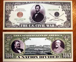 Civil War 1861 1865 Ulysses S Grant ,Robert E. Lee Bill,Abraham 
