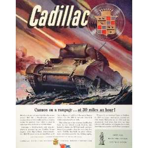  1944 Cadillac Ad WWII M8 Howitzer Artillery Tank Cannon 