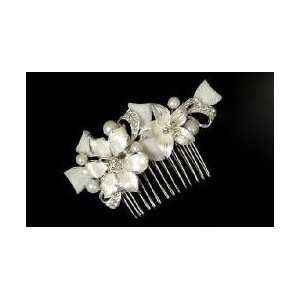    Bridal Comb with Fabric Loops and Enameled Flowers 8061 Beauty