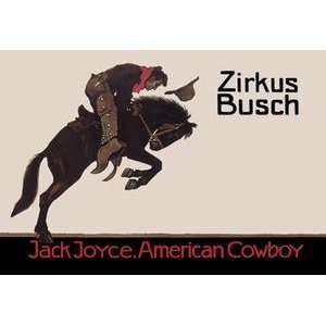  Vintage Art Zirkus Busch Jack Joyce, American Cowboy 