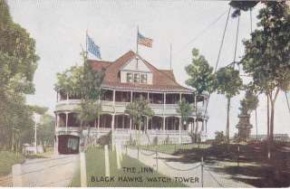 The Inn Black Hawks Watch Tower IL old Postcard  