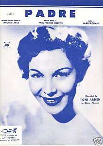 1958 PADRE Toni Arden vintage sheet music  
