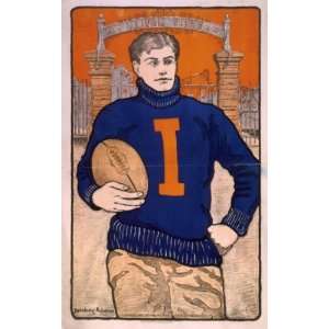  poster University of Illinois Football player I on sweater 