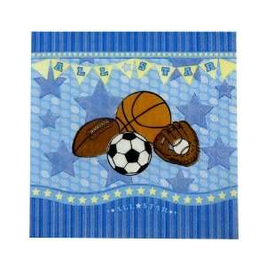 All Star Sports   Beverage Napkins   16 Qty/Pack   Birthday Party 