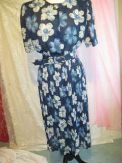 Vintage 1970s Blue White Sheer Day Dress Lady Carol 12  