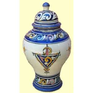   15 inch Berber White Ceramic Urn,by Treasures of Morocco,