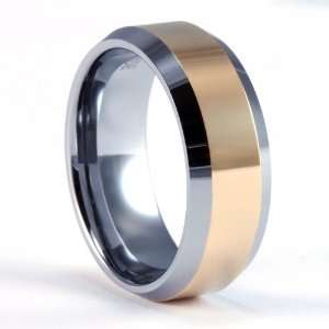 8mm Mens / Womans Tungsten Carbide Wedding Band / Ring with 18Kt Gold 