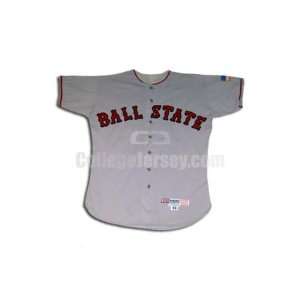 Gray No. 28 Game Used Ball State McAuliffe Baseball Jersey  