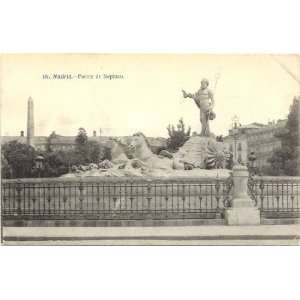  Vintage Postcard Fountain of Neptune   Madrid Spain 