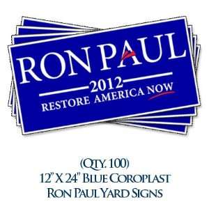    (Qty. 100) 12X24 Blue Ron Paul Yard Signs