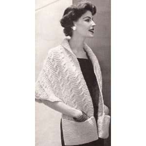  Vintage Knitting PATTERN to make   Knitted Warm Shawl Wrap 