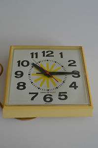 GENERAL ELECTRIC YELLOW WHITE VINTAGE WALL CLOCK  