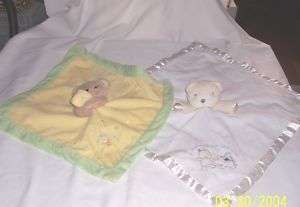 CARTERS BLANKIES Yellow & White for boy or girl w/bears  