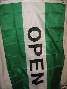 OPEN FOR BUSINESS GREEN FLAG 3 X 5 3X5 NEW  