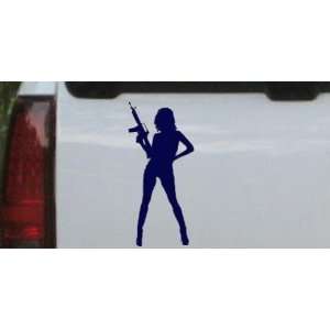 Navy 48in X 22.4in    Sexy Girl With machine Gun Silhouettes Car 