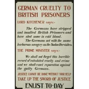 World War I Poster   German cruelty to British prisoners 