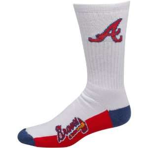  MLB Atlanta Braves Tri Color Logo Crew Socks   White 