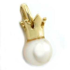  PENDANT, PEARL, CROWN, 9K GOLD, NEW DE NO Jewelry