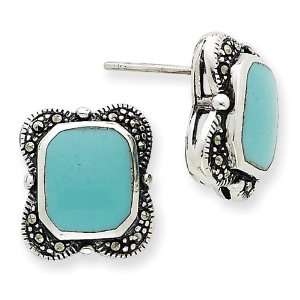  Sterling Silver Marcasite And Turquoise Earrings Jewelry