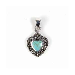  STERLING SILVER MARCASITE PENDANT   23mm Heart Jewelry