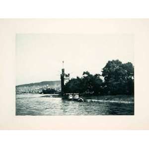  1904 Photogravure Ancient Mouse Tower Bingen Germany 