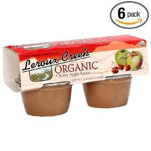 LeRoux Creek Organic Apple Sauce, Cherry, 4 Ounce, 4 Count Cups (Pack 