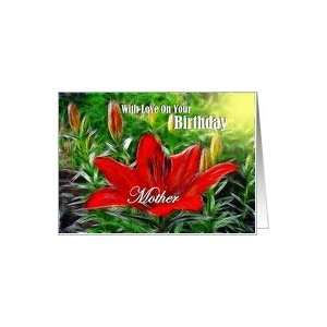  Birthday ~ Mother ~ Fractalius Red Lily Card Health 